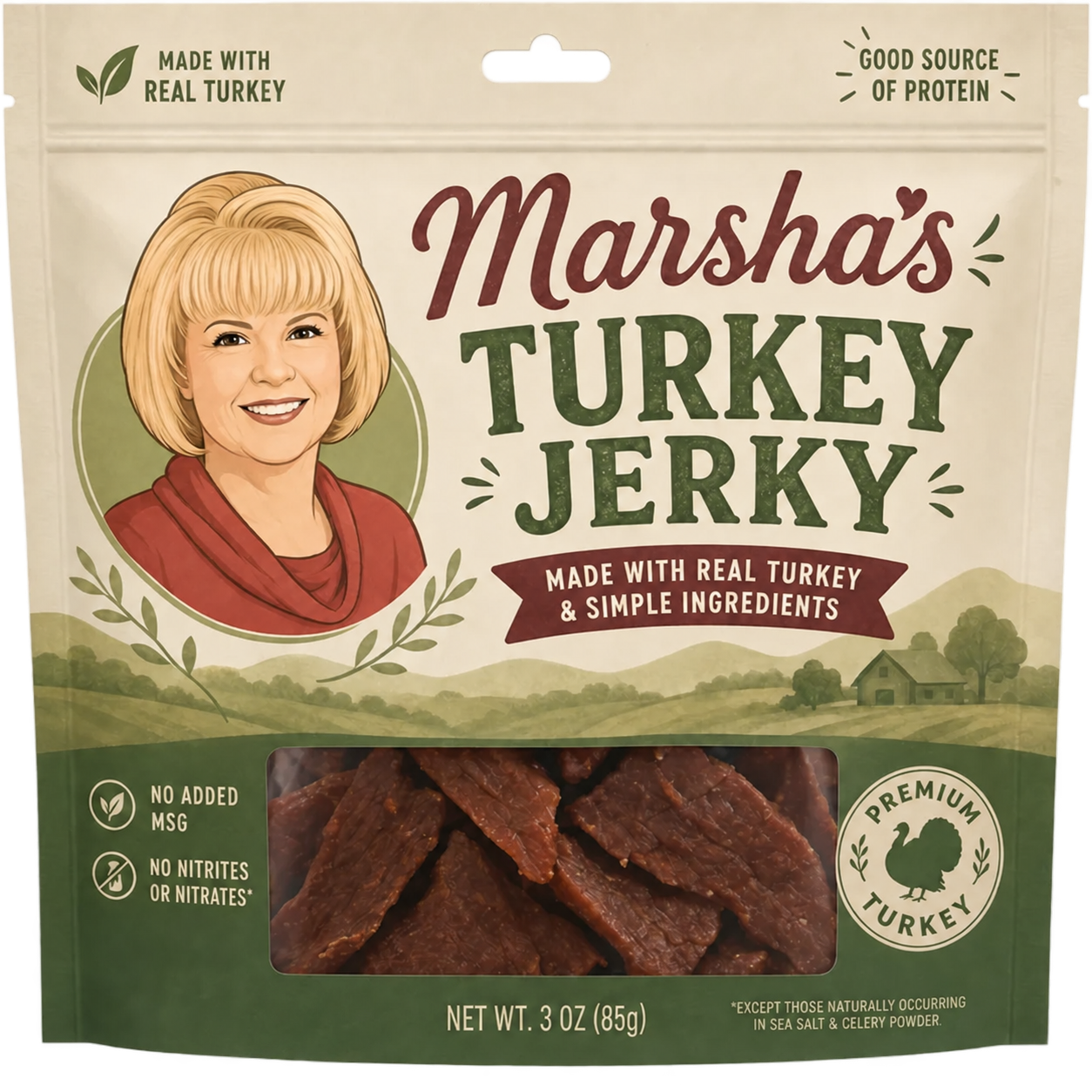 Marsha's Turkey Jerky 3 oz package