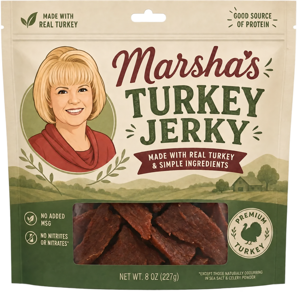 Marsha's Turkey Jerky 8 oz package